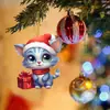 Decoración Navideña Nueva para Amazon Transfronterizo Serie Gatito Navideño Colgante para Árbol de Navidad Acrílico Colgante para Coche
