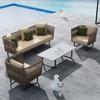 Sofá de ratán para exteriores Patio de villa Balcón expuesto Combinación exterior Hotel Habitación soleada Silla de ratán de ocio Muebles de diseñador