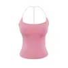 Camisola puramente seductora 2026 verano con copas, cuello halter, top deportivo sin espalda para fitness y espalda hermosa