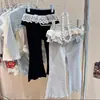 Leggings com Saia de Renda Estilo Ballet Nova Coleção Primavera 2026 para Meninas, Calça Flare com Bolinhas Estilo Princesa para Bebês