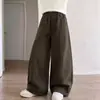 Calça Feminina Estilo Primavera e Outono 2026 Novo Estilo para Crianças de Média e Mais Velhas Calça de Trabalho de Algodão de Outono Calça Casual da Moda Perna Larga Infantil