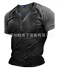 Estação independente de comércio exterior tamanho europeu verão camiseta combinação de cores gola com botão manga curta ciclismo caminhada top casual camiseta masculina quebrar