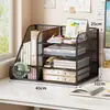 Estante de escritorio para archivos, estante multifuncional de oficina para archivos, estante de escritorio multicapa compartimentado para almacenamiento de documentos, estante organizador de libros