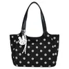 2026 Nuevo Bolso Tote de Gamuza y Terciopelo con Lunares Estilo Coreano Retro Gran Capacidad Bolso de Hombro y Mano Casual para Viajes Cien