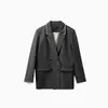 Blazer sin cuello holgado de mezcla de lana merino estilo Old Money para mujer, Novedad Primavera 2026, Elegante para la oficina y eventos formales