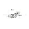 Pendientes de Hueso de Oreja de Titanio F136 Curvos de Cinco Eslabones Incrustados con Zirconia Clavos para Hueso de Oreja G23 Aleación de Titanio Joyería para Piercings Pendientes para Labio