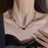 Collar de Mariposa con Circonita para Mujer de Verano Patrón Ondulado Nicho Lujo Ligero Estilo Frío Gama Alta Todo Fósforo Cadena para Clavícula Cadena