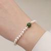 Pulseira de pérolas de água doce natural Índigo feminino com jaspe ins Niche Design Novo Estilo Namorada High-end Sense