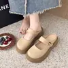 Chinelos Fechados de Solado Grosso para Mulheres, Novo Estilo Verão 2026, Super Populares Slip-On Estilo Preguiçoso Meia-Mules Sapatos Mary Jane