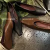 Zapatos de piel de vaca de capa superior con punta cuadrada y tacón bajo para mujer, de boca poco profunda, zapatos de un solo color, novedad otoño e invierno, interior y exterior completamente de piel, zapatos de un solo color retro con punta cuadrada y caña baja