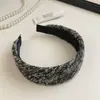 Faixa de Cabeça Larga Vintage com Lã Grossa para Mulheres, Outono/Inverno, Coroa Alta, Emagrecimento do Rosto, Acessório de Cabelo Versátil