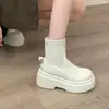 Botines Cortos Versátiles de Moda para Mujeres Menudas con Suelas Gruesas, Estilo Retro, Nuevas Botas Martin Otoño 2025, Botines Ajustados