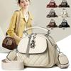 Bolso de Mano Texturizado Retro Europeo y Americano para Mujer Bolso de Hombro Casual Ancho que Combina con Todo Bordado de Diamantes Bolso Cruzado Simple para Madre