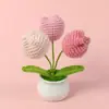 Planta de Girasol en Maceta de Hilo Terminado, Flor Artificial de Lirio del Valle, Decoración de Escritorio de Tulipán, Regalo de San Valentín para Maestros y Compañeros