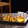 Tetera de Vidrio Martillado Resistente a Altas Temperaturas Estilo Vintage Mini con Filtro, Juego de Tetera Transparente Kung Fu