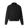 Moletom Curto com Gola Baseball para Homens 2025 Outono e Inverno Novo Design Americano de Manga Longa com Botões Duplos Top Casual Solto
