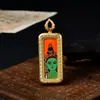 Pingente Thangka de Xizang, Pingente de Colar Thangka da Tara Verde de Cinco Faces, Colar Thangka de Aço Titânio, Pingente de Caixa Ga'U