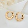 Europa y Estados Unidos simple redondo liso arete de aro transfronterizo chapado en cobre oro real de 14K arete femenino accesorios para aretes diy
