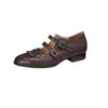 Sapatos de Couro Brogue Esculpido 2026 Novo Estilo Britânico Sapatos de Uma Sola Bico Redondo Fivela Salto Baixo Grosso Couro Genuíno Sapatos Monk