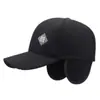 Sombrero para hombres de mediana edad y ancianos sombrero de sol casual de algodón cálido protección para los oídos gorra de pico bordado simple gorra de béisbol para hombre mayor