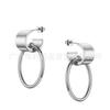 Aretes de aro grandes colgantes en forma de C de acero de titanio chapado en oro de 18K de alta calidad, simples europeos y americanos de cara ancha, aretes viento ins E201179