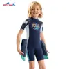 Traje de Buceo Kidsren de 1.5 mm para Niños, Traje de Baño de una Pieza de Manga Corta para Niños Medianos y Grandes, Cálido y Protector Solar, Traje para Medusas para Snorkel y Surf