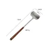 Espátula de Cocina de Acero Inoxidable 304 Color Nogal Retro Herramientas de Cocina Hogareñas Mango de Madera Cuchara para Servir Cuchara para Fondue