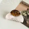 Alian Francia Francia acetato alta calidad color veta de madera agarre clip de tiburón grande luz lujo femenino clip de nuca