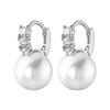 Pendientes Geométricos de Perla Brillante Cao Shi, Joyería Elegante y Suave, Incrustados con Circonita, Populares Diarios Taobao