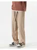 Pantalones Casuales con Botones para Hombre, Nuevo Estilo Americano High Street de Primavera y Otoño, Pantalones Rectos Holgados, Pantalones Largos Deportivos de Pierna Ancha de Secado Rápido, Modernos