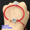 S999 Plata de Pie Azul Quemado Pegamento Goteado Sección de Bambú Alto Cuentas Tejidas Pulsera Collar Accesorios Hechos a Mano DIY