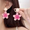 Pendientes acrílicos rosas con diseño de flor de hada súper 2024, nuevos y elegantes pendientes de alta calidad, pendientes frescos y dulces.
