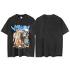 Saint Vintage Galeria Departamento Rua Principal Estampado Vintage Lavado Hip-Hop Camiseta Manga Curta Masculina