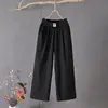 Pantalones Casuales de Algodón y Lino Finos de Verano para Mujer Adelgazantes Combinan con Todo Cintura Alta talla extra Sueltos Pantalones Cortos de Pierna Ancha para Mujeres de Mediana Edad y Mayores