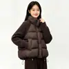 Jaqueta de algodão com enchimento real shot down feminina mangas de tricô emendadas estilo curto para pessoas baixinhas casaco de algodão outono e inverno estilo coreano nova jaqueta acolchoada de algodão