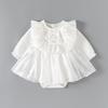 Vestido Elegante de Luxo Leve para Meninas Primavera e Outono com Laço, Vestido para Bebê de Um Ano com Fecho na Entreperna