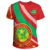 Padrão de Bandeira e Brasão Nacional da Mauritânia Impressão 3D Transfronteiriça Nova Camiseta Casual de Manga Curta para Homens e Mulheres Fornecimento