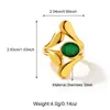 Anillo Retro Exagerado Ojo de Gato de Acero Inoxidable Transfronterizo Europeo y Americano Joyería para Mujer de Gama Alta Asimétrico Abierto