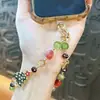 Creativa Nueva Cadena de Teléfono Móvil con Abalorios y Llavero Colgante de Bolsito Lindo de Papá Noel Incrustado de Diamantes Árbol de Navidad Venta al por Mayor