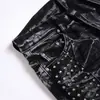 Jeans para Hombre Negros Ajustados de Moda Punk Vintage High Street con Tachuelas