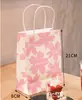 Bolsa de Tote Rosa Flor de Cerezo para Hornear, Bolsa para Empaque de Postres, Bolsa para Pan y Pastel, Bolsa de Papel Kraft, Bolsa de Regalo, Bolsa de Papel