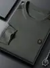 Sudadera personalizada de cuello redondo para hombre, otoño, casual de negocios, elástica, a rayas, amigable con la piel, transpirable, camiseta básica, camiseta de manga larga