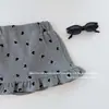 Falda para Niña 2026 Otoño/Invierno Nueva Estilo Coreano Falda de Lunares Línea A para Niñas con Elegantes Bordes Fruncidos