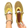 Sandalias Planas de Malla con Punta Redonda y Hebilla Metálica, Tallas Grandes, Estilo Europeo y Americano, Nuevas de Primavera/Otoño 2026, Estilo Transfronterizo para Mujer, Listas para Enviar