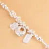 Pulsera de Cuerda Trenzada Hecha a Mano DIY de Plata S925 Rey Ciervo Dorado con Deseos Auspiciosos y Colgante de Fortuna Gordito para Mujeres
