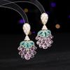 Pendientes elegantes de moda europea y americana para banquete de boda con incrustaciones de cobre y circonitas exageradas, pendientes atmosféricos de industria pesada al por mayor
