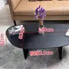 Mesa de Centro Ovalada de Madera Maciza Negra Estilo Lujo Ligero Sencillo Sala de Estar Hogar Apartamento Pequeño B&B Estilo Wabi-Sabi Mesa de Tronco