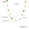 Collar de clavícula de diseño de piedra natural europea y americana para mujer, acero de titanio chapado en oro real de 18k, collar de malaquita con esmalte vidriado ins