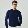 Suéter 100% Lã Pura Outono/Inverno 16s Fio Yangzi Fino Torcido Masculino Quente Gola Alta Pulôver Tricô