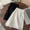 Shorts Casuais de Renda Pretos Minimalistas para Mulheres Verão 2025 Novo Versátil Emagrecedor Calça Evasê Coreana